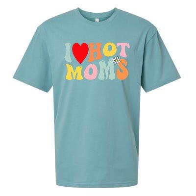 I Love Hot Moms I Heart Hot Moms Retro Groovy Sueded Cloud Jersey T-Shirt