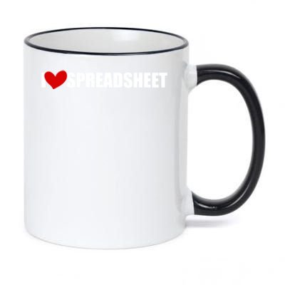 I Love Heart Spreadsheet Office Worker Secretary Accountant Meaningful Gift 11oz Black Color Changing Mug