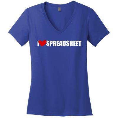 I Love Heart Spreadsheet Office Worker Secretary Accountant Meaningful Gift Women's V-Neck T-Shirt