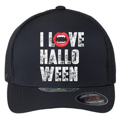 I Love Halloween Vampire Fangs Vampire Lover Flexfit Unipanel Trucker Cap