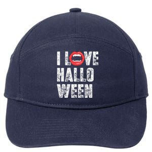 I Love Halloween Vampire Fangs Vampire Lover 7-Panel Snapback Hat