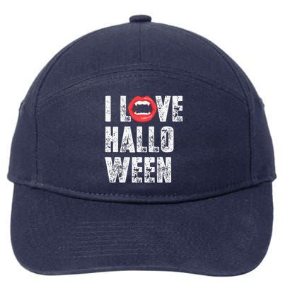 I Love Halloween Vampire Fangs Vampire Lover 7-Panel Snapback Hat