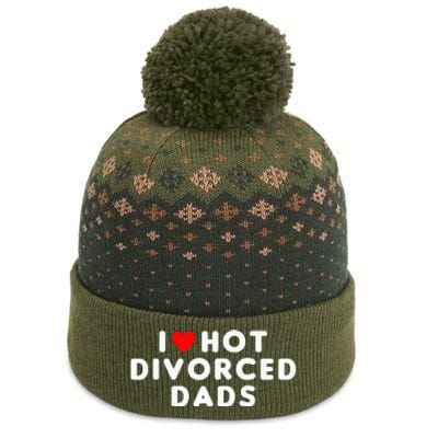 I Love Hot Divorced Dads Funny Red Heart The Baniff Cuffed Pom Beanie