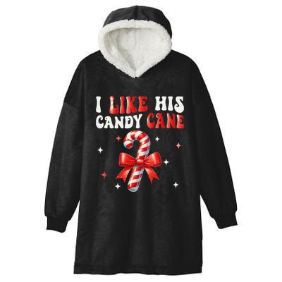 I Like His Candy Cane Funny Couples Matching Christmas Hooded Wearable Blanket