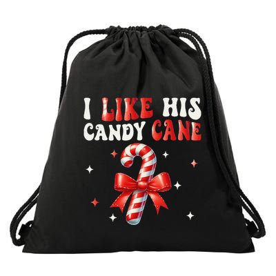 I Like His Candy Cane Funny Couples Matching Christmas Drawstring Bag