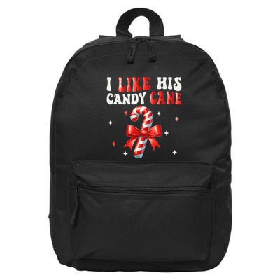 I Like His Candy Cane Funny Couples Matching Christmas 16 in Basic Backpack