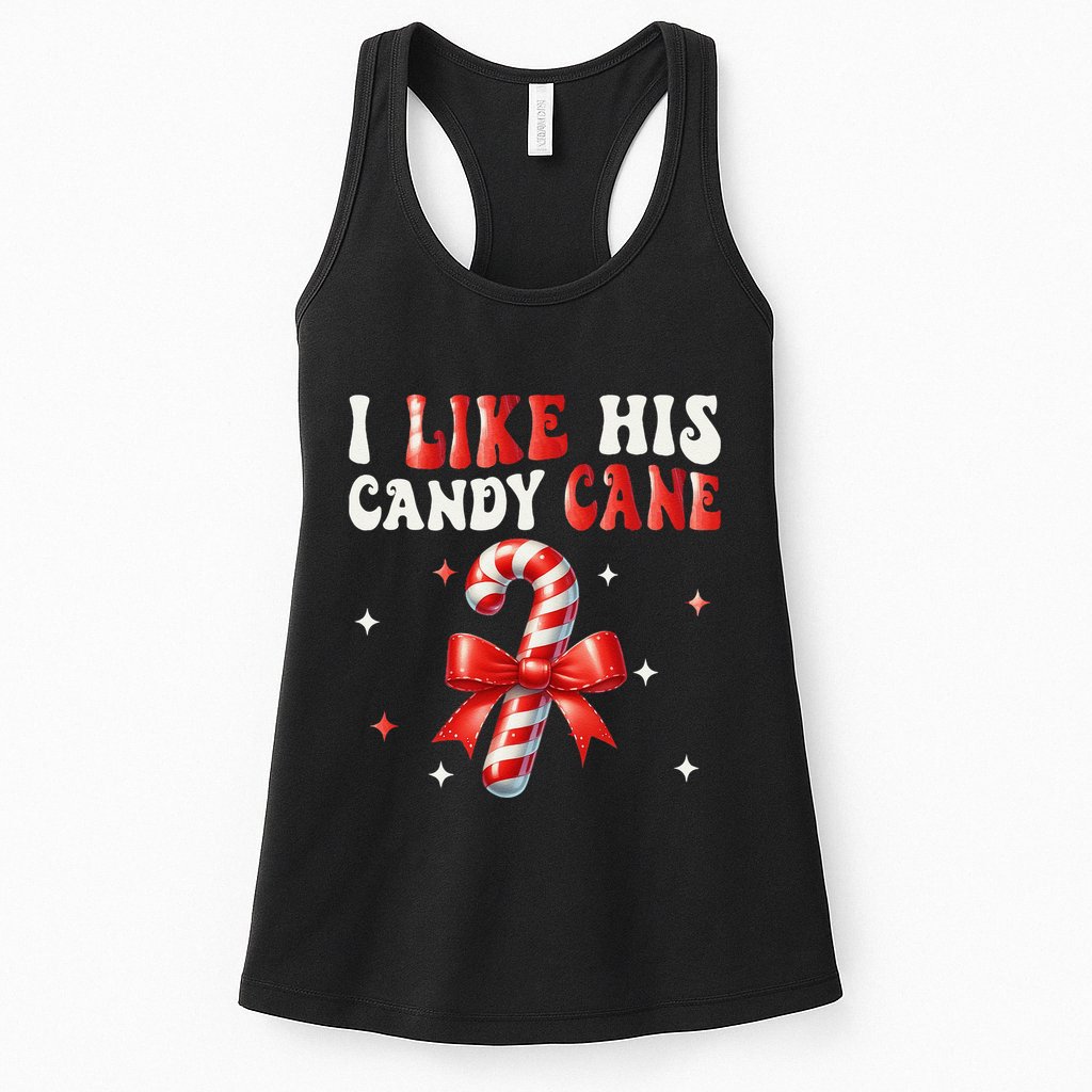 I Like His Candy Cane Funny Couples Matching Christmas Womens Tank Top