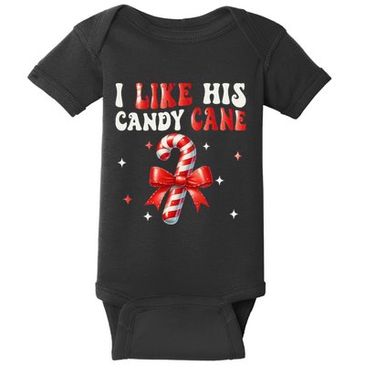 I Like His Candy Cane Funny Couples Matching Christmas Baby Bodysuit
