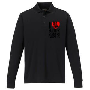 I Love Hairy German German Shepherd Edition Performance Long Sleeve Polo