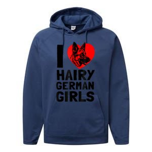 I Love Hairy German German Shepherd Edition Performance Fleece Hoodie