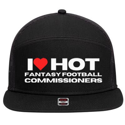 I Love Hot Fantasy Football Commissioners Wife Girlfriend 7 Panel Mesh Trucker Snapback Hat