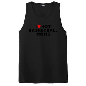 I Love Hot Basketball Moms Funny Red Heart Meaningful Gift PosiCharge Competitor Tank