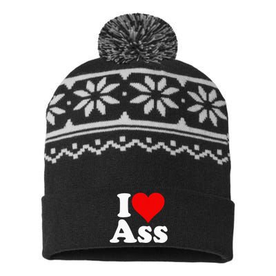 I Love Heart Ass USA-Made Snowflake Beanie