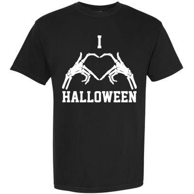 I Love Halloween Skeleton Heart Garment-Dyed Heavyweight T-Shirt
