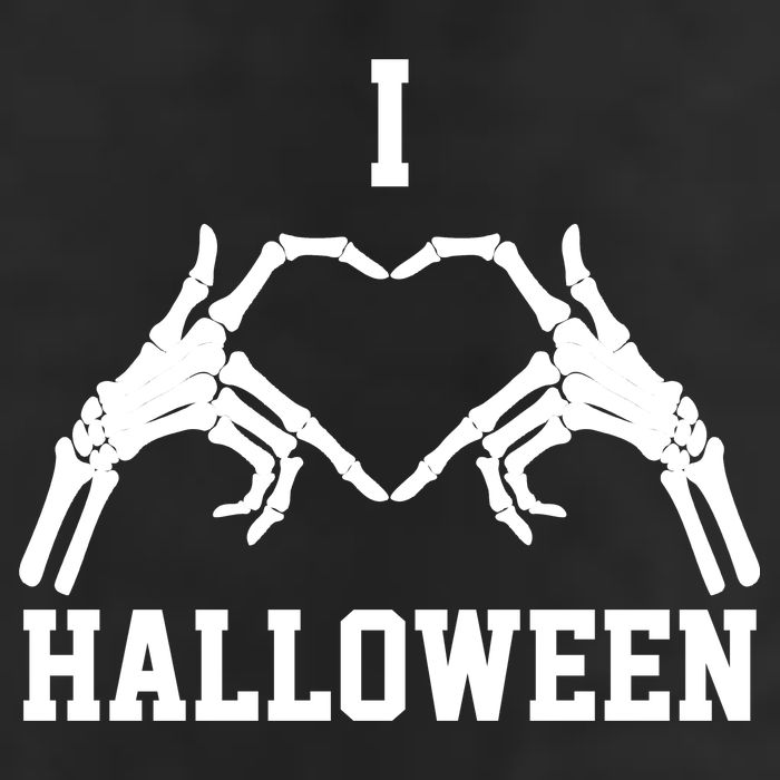 I Love Halloween Skeleton Heart 7 Panel Mesh Trucker Snapback Hat