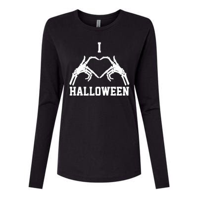 I Love Halloween Skeleton Heart Womens Cotton Relaxed Long Sleeve T-Shirt