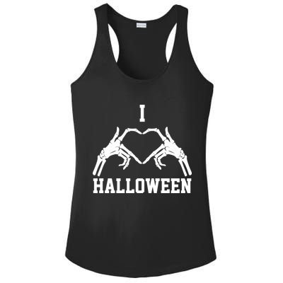 I Love Halloween Skeleton Heart Ladies PosiCharge Competitor Racerback Tank