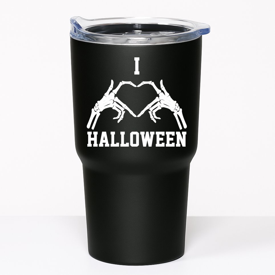 I Love Halloween Skeleton Heart Tumbler