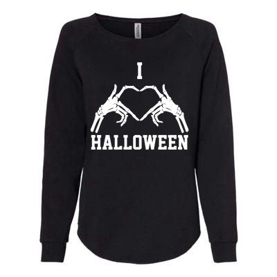 I Love Halloween Skeleton Heart Womens California Wash Sweatshirt