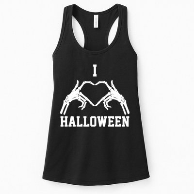 I Love Halloween Skeleton Heart Womens Tank Top