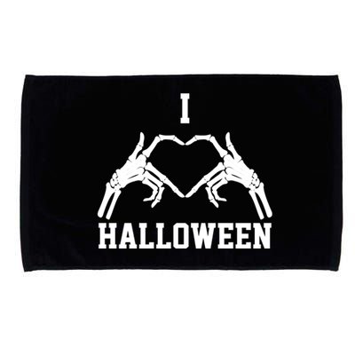 I Love Halloween Skeleton Heart Microfiber Hand Towel