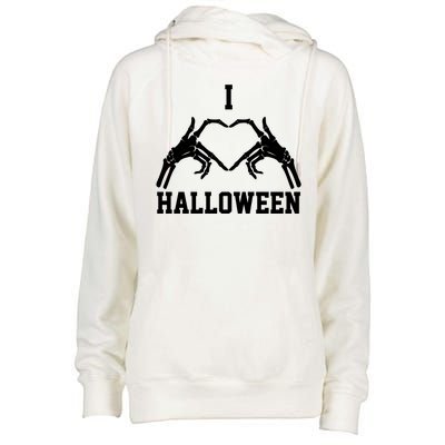 I Love Halloween Skeleton Heart Womens Funnel Neck Pullover Hood