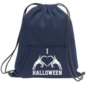 I Love Halloween Skeleton Heart Sweatshirt Cinch Pack Bag