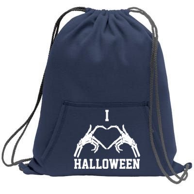 I Love Halloween Skeleton Heart Sweatshirt Cinch Pack Bag