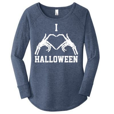 I Love Halloween Skeleton Heart Women's Perfect Tri Tunic Long Sleeve Shirt