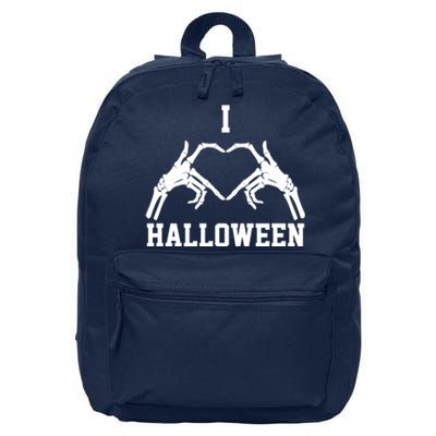 I Love Halloween Skeleton Heart 16 in Basic Backpack