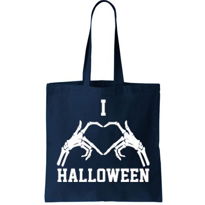 I Love Halloween Skeleton Heart Tote Bag