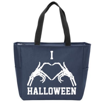 I Love Halloween Skeleton Heart Zip Tote Bag