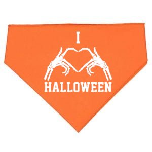 I Love Halloween Skeleton Heart USA-Made Doggie Bandana