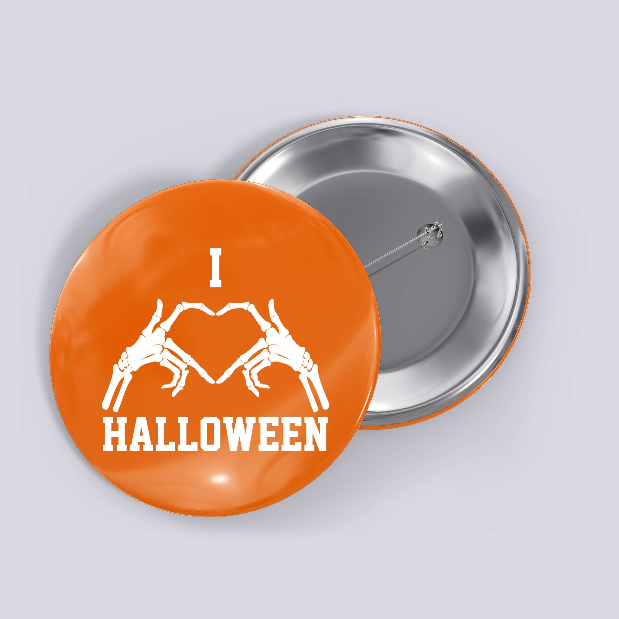 I Love Halloween Skeleton Heart Button