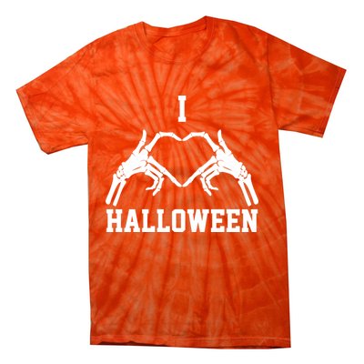 I Love Halloween Skeleton Heart Tie-Dye T-Shirt