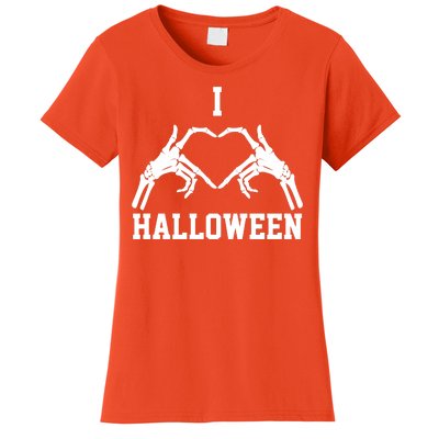 I Love Halloween Skeleton Heart Women's T-Shirt