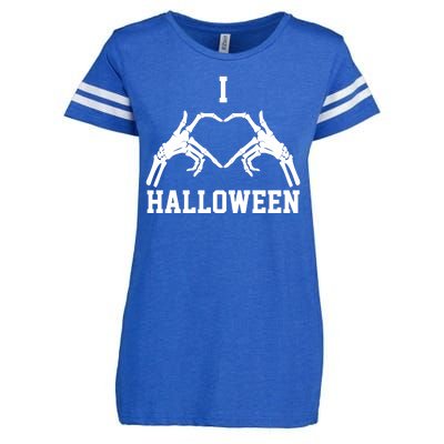 I Love Halloween Skeleton Heart Enza Ladies Jersey Football T-Shirt