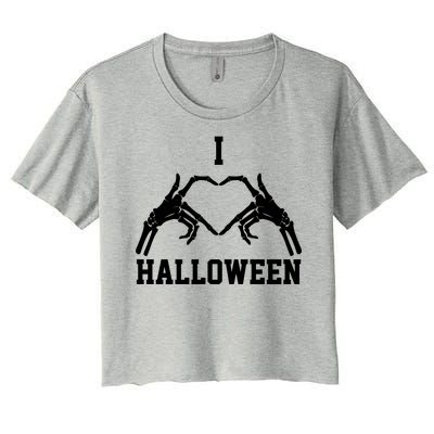 I Love Halloween Skeleton Heart Women's Crop Top Tee