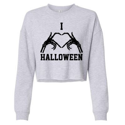 I Love Halloween Skeleton Heart Cropped Pullover Crew