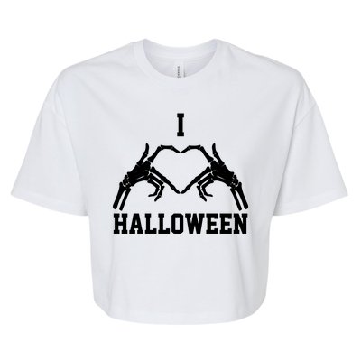 I Love Halloween Skeleton Heart Bella+Canvas Jersey Crop Tee