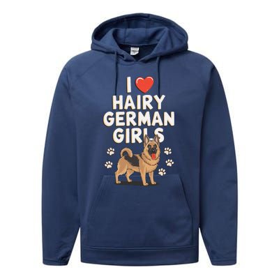 I Love Hairy German Performance Fleece Hoodie