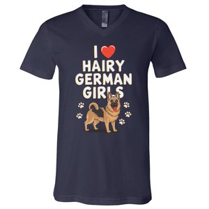 I Love Hairy German V-Neck T-Shirt