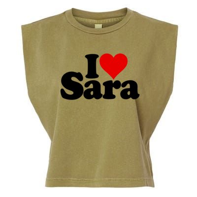 I Love Heart Sara Name On A Gift Garment-Dyed Women's Muscle Tee