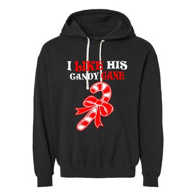 I Like His Candy Cane Funny Couples Matching Christmas Garment-Dyed Fleece Hoodie