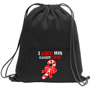 I Like His Candy Cane Funny Couples Matching Christmas Sweatshirt Cinch Pack Bag