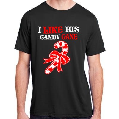 I Like His Candy Cane Funny Couples Matching Christmas Adult ChromaSoft Performance T-Shirt