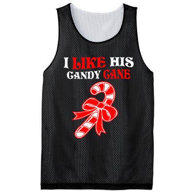 I Like His Candy Cane Funny Couples Matching Christmas Mesh Reversible Basketball Jersey Tank