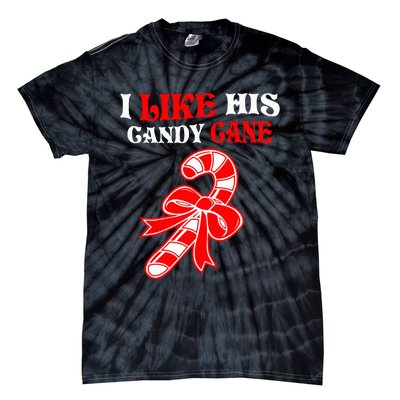 I Like His Candy Cane Funny Couples Matching Christmas Tie-Dye T-Shirt