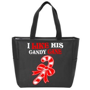 I Like His Candy Cane Funny Couples Matching Christmas Zip Tote Bag