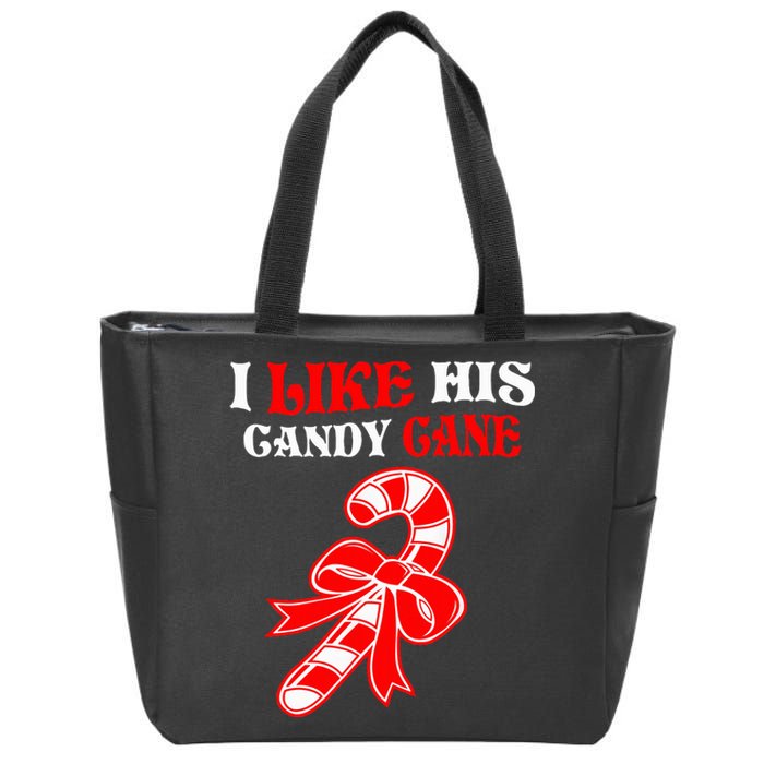 I Like His Candy Cane Funny Couples Matching Christmas Zip Tote Bag